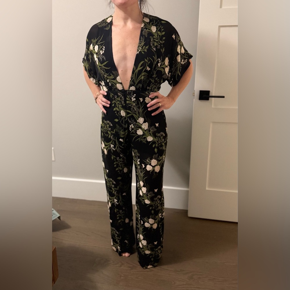 Floral Black Reformation Jumpsuit